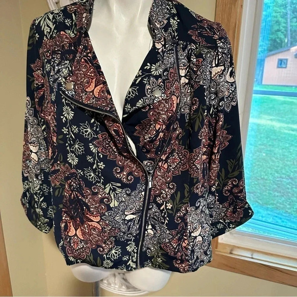 CJ Banks Floral Jacket Side Zipper Lightweight - Picture 3 of 10